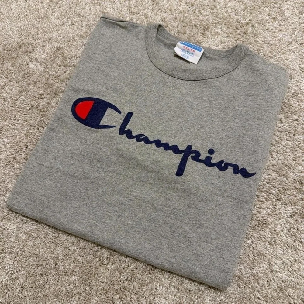 Vintage Champion Graphic T-Shirt | Heather Gray | Medium - Picture 1 of 4